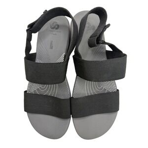 Clarks Womens Arla Jacory Black Comfort Strap Sandals Size 10